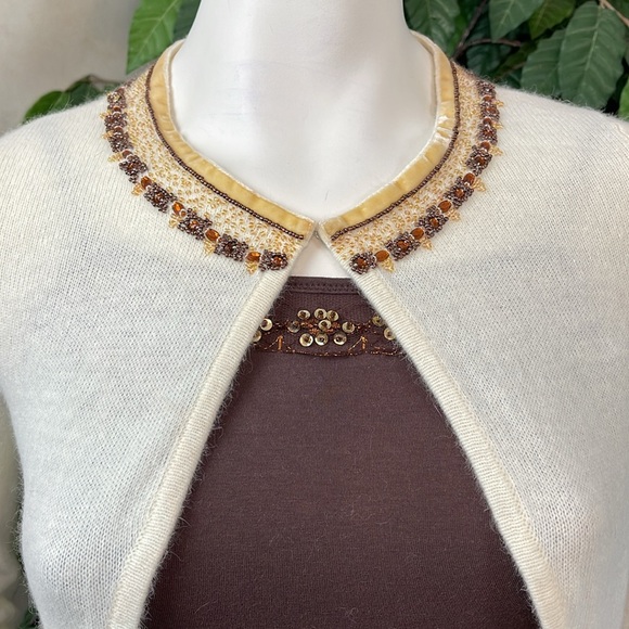 BEAD EMBELLISHED ANGORA SHRUG WITH CAMISOLE - Picture 2 of 14